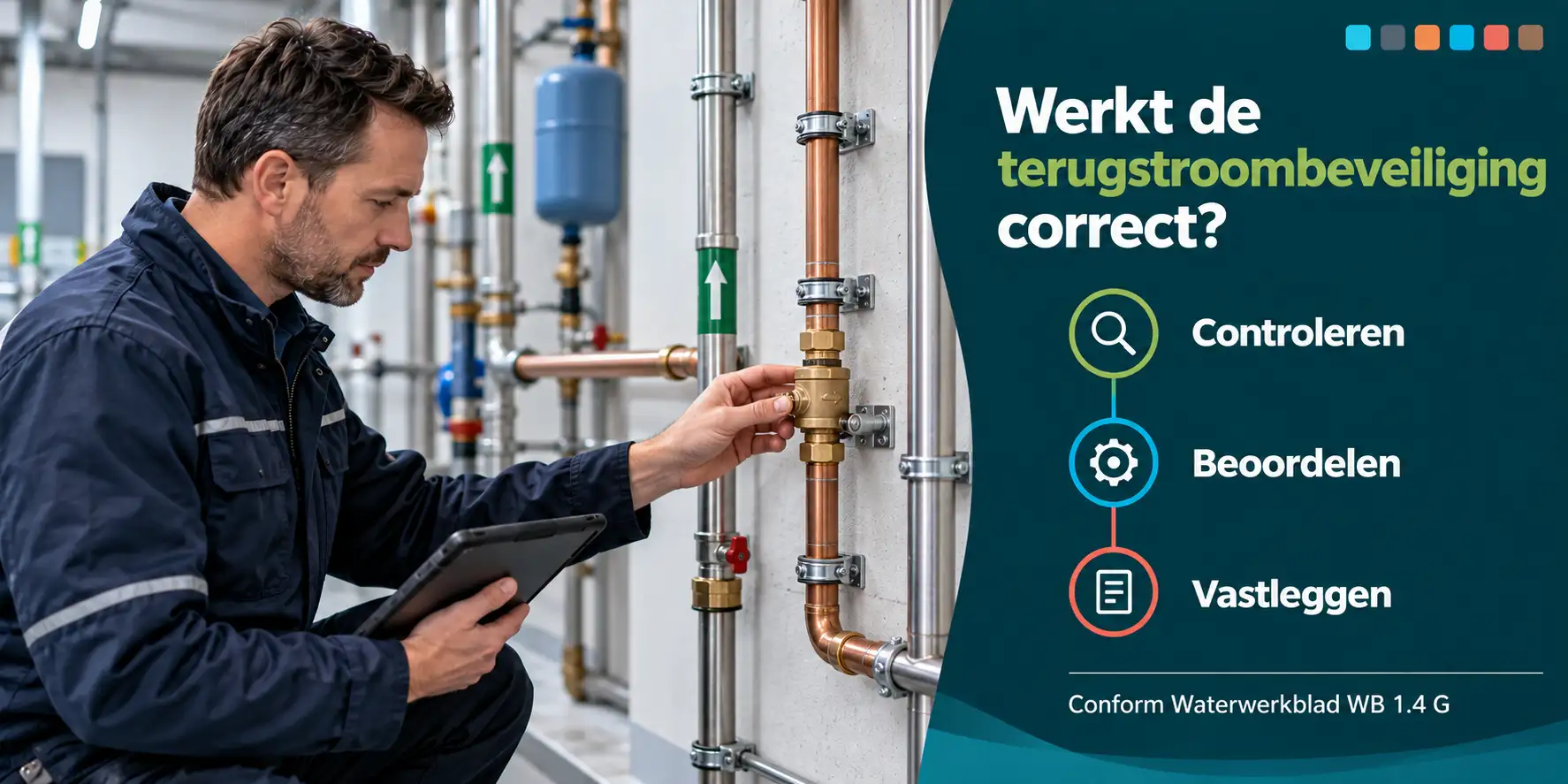 Keerklepcontrole conform Waterwerkblad WB 1.4 G voor veilige drinkwaterinstallaties